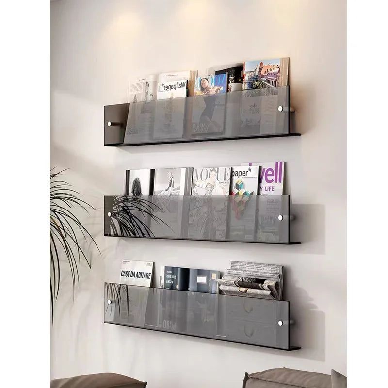 ClearLine – Stylish Acrylic Wall Shelf for Magazines