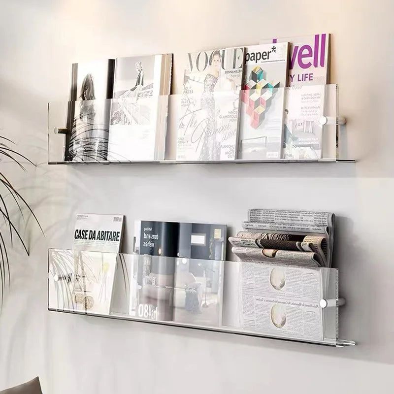 ClearLine – Stylish Acrylic Wall Shelf for Magazines