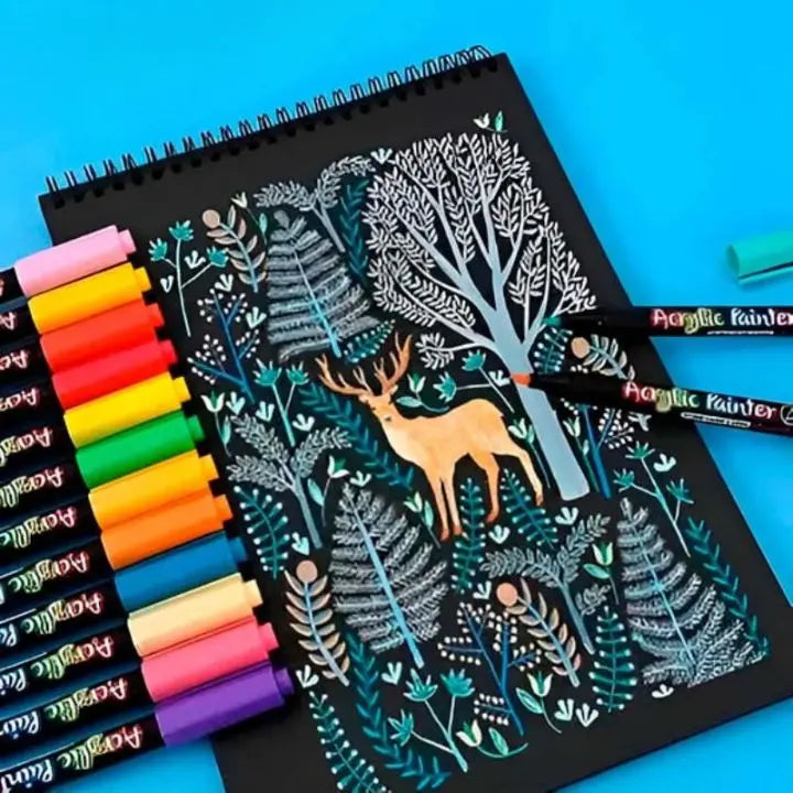 Acrylic Marker Set (12 Colors) – Waterproof for Art & DIY