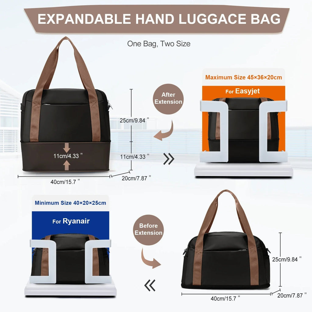 Travel bag "Skyvora" | Maximum size for hand luggage | Light & versatile | 40x20x25 cm & 45x36x20 cm