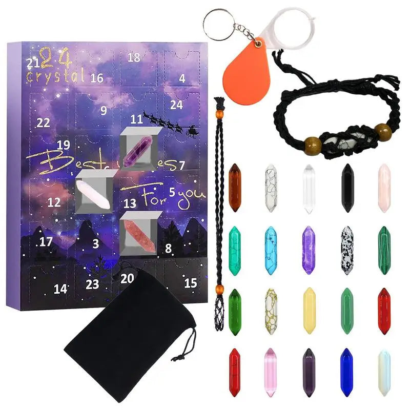 ZenAura Adventskalender – 24 Kristallen Set voor Balans, Meditatie & Zelfzorg