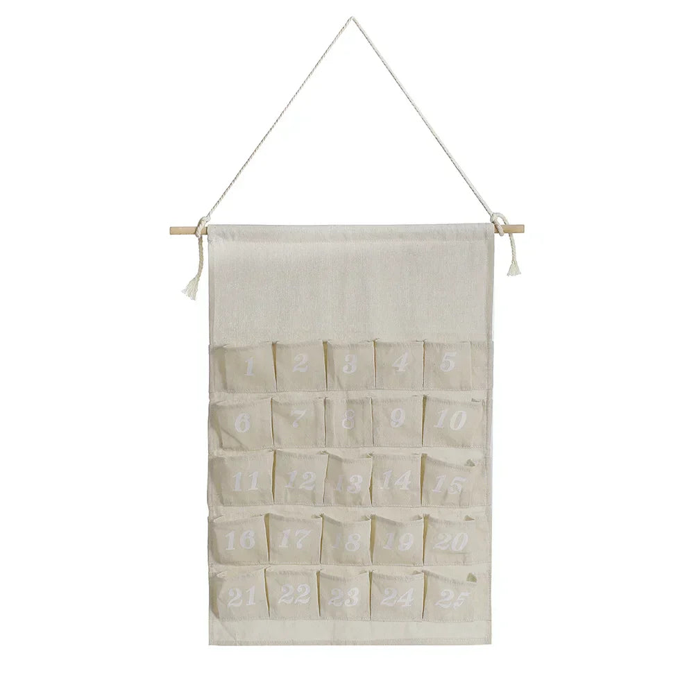 Cotton Advent Calendar with 24 Pockets – Sustainable & Reusable Christmas Decoration