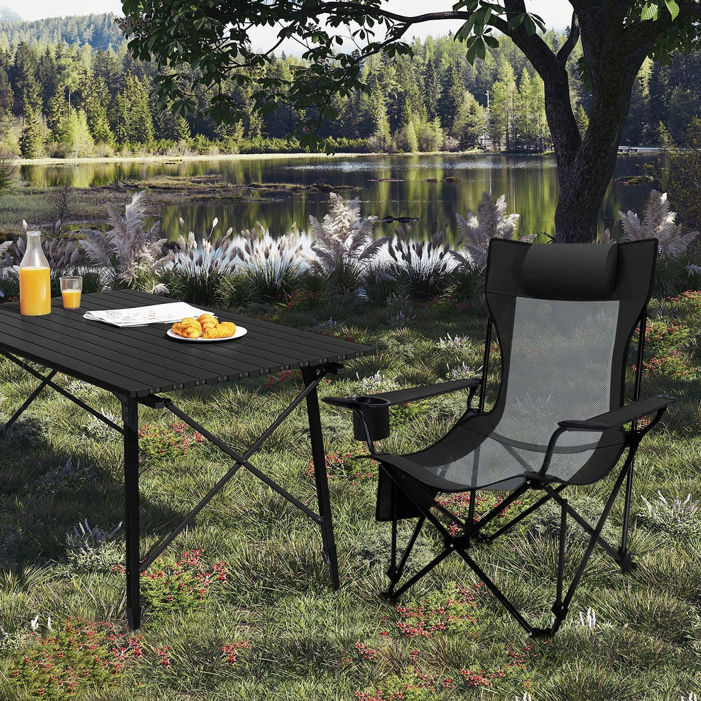 CAMPURE Relax Lounge Chair | Adjustable & Foldable | With Footrest | Ultra-Light & Portable – Black/Grey