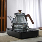 Aetheris Glass Brew Teapot – Heat-Resistant Glass Teapot with Wooden Handle & Infuser (900ml)