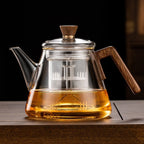 Aetheris Glass Brew Teapot – Heat-Resistant Glass Teapot with Wooden Handle & Infuser (900ml)
