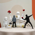 Dropshipping Banksy Sculpture Collection Flower Thrower Statue Pop Art Modern Balloon Girl Figurine Office Home Decoration