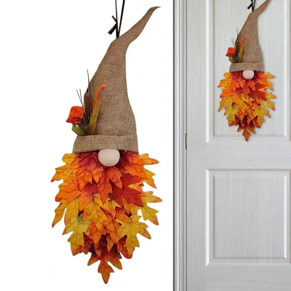 MapleCharm Dwarf Door Hanger – Rustic Wooden Fairy Tale Decoration for Entrance & Garden