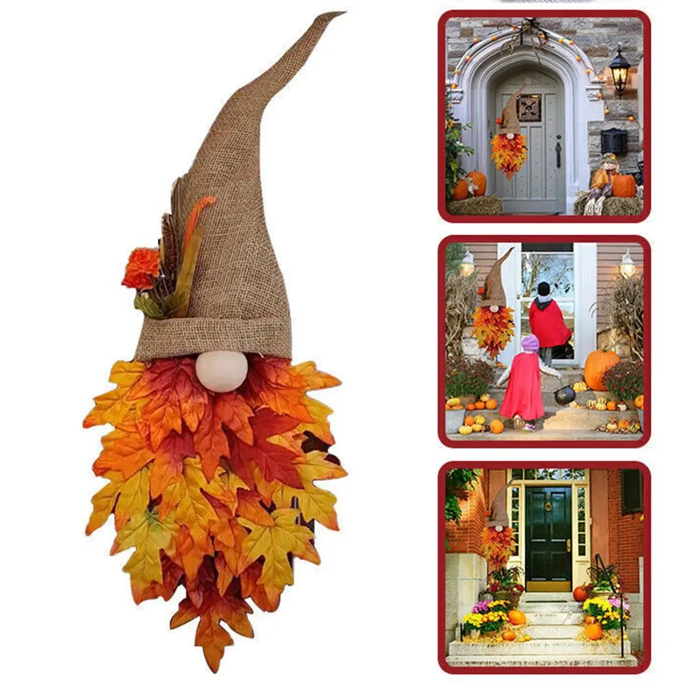 MapleCharm Dwarf Door Hanger – Rustic Wooden Fairy Tale Decoration for Entrance & Garden