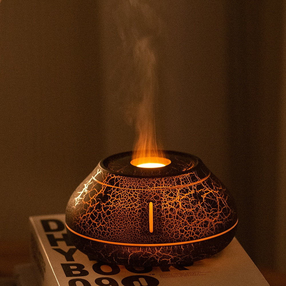 Air humidifier crack volcano flame essential oil diffuser ultrasonic cool mist maker LED essential oil lamp air diffuser