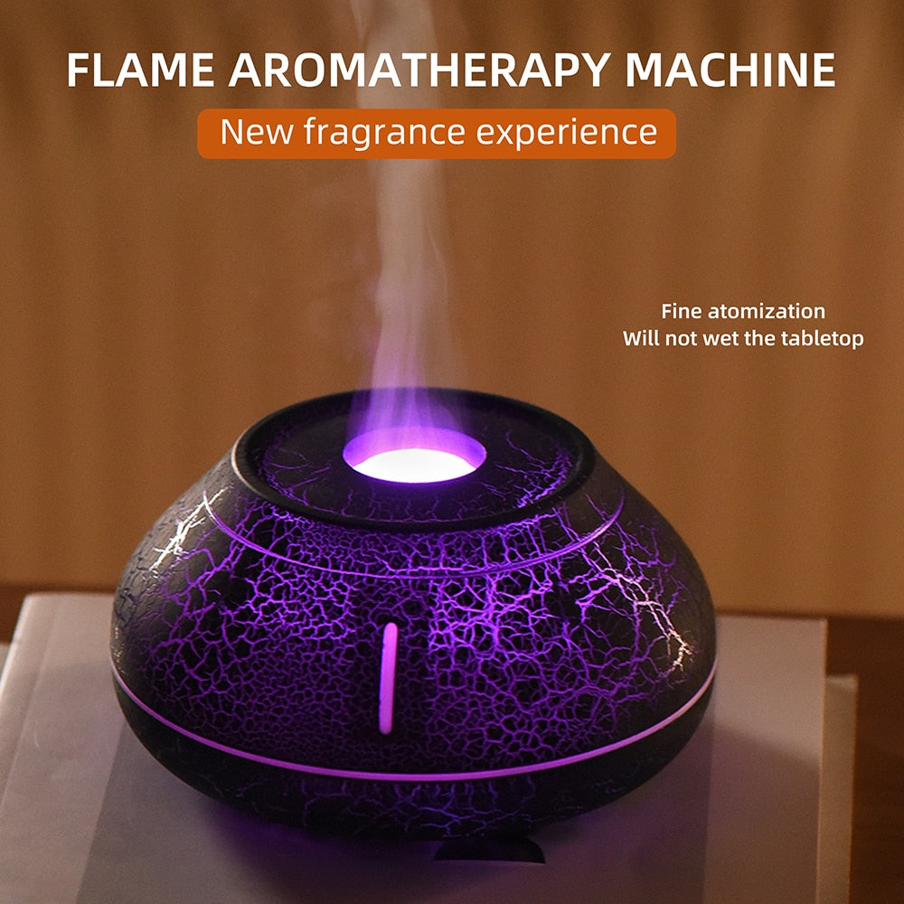 Air humidifier crack volcano flame essential oil diffuser ultrasonic cool mist maker LED essential oil lamp air diffuser