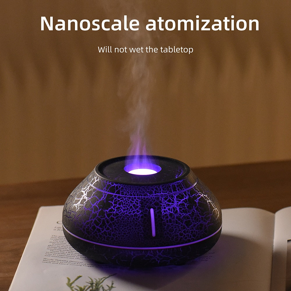 Air humidifier crack volcano flame essential oil diffuser ultrasonic cool mist maker LED essential oil lamp air diffuser
