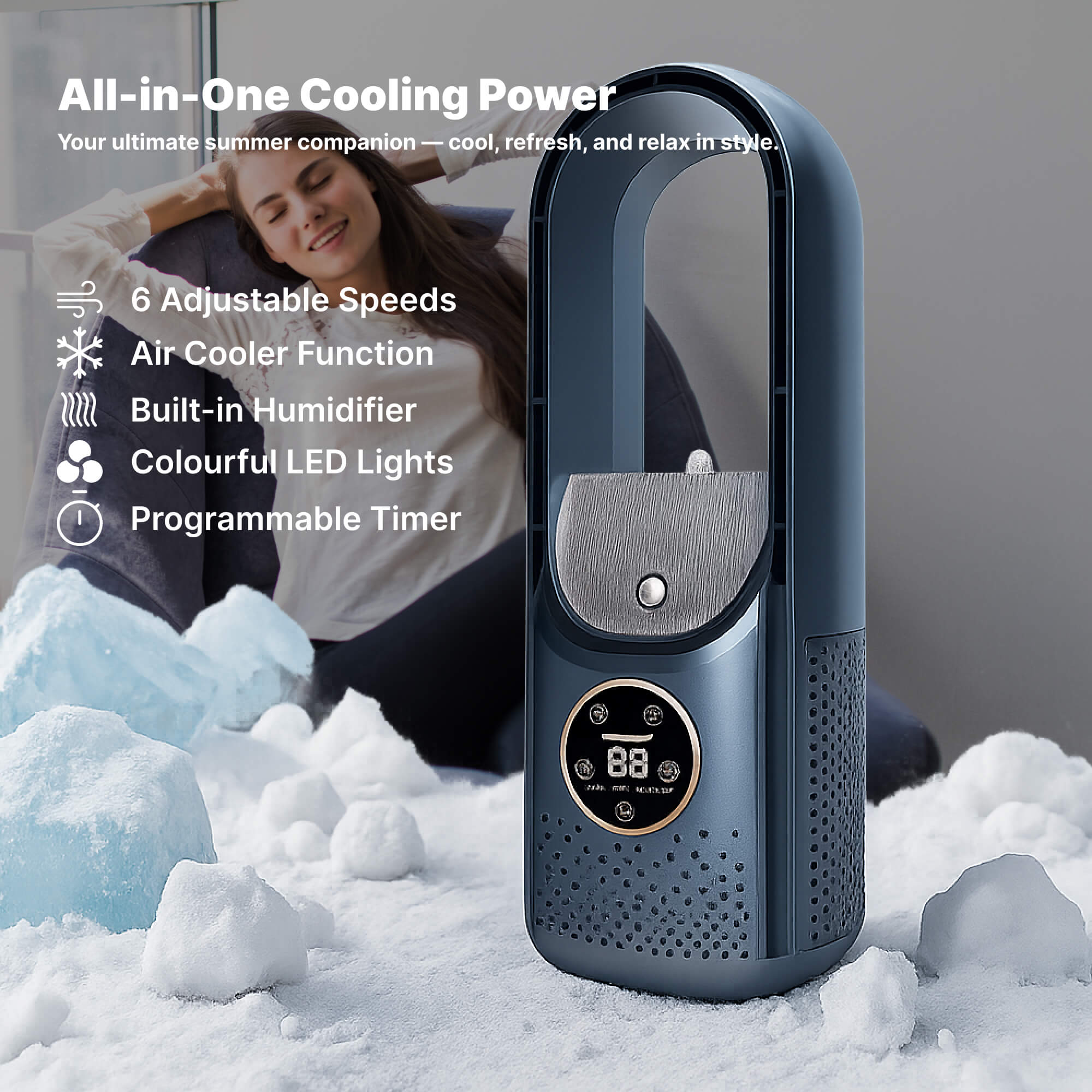 Bladeless Portable Fan | Ultra-Quiet, Ergonomic Design & Ideal for Home and Office Use