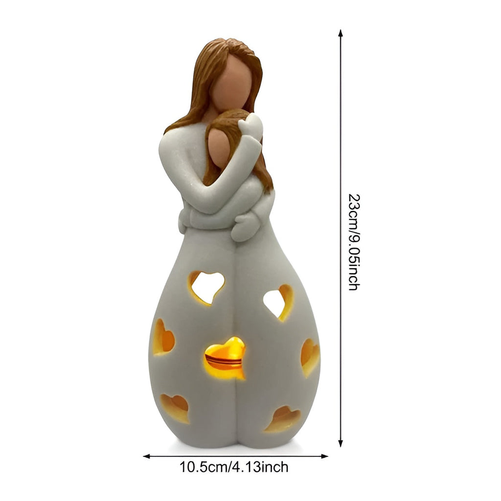 Embracing Mother Daughter Figure Flickering Candle Holder - LoveGlow