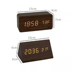 Wood LED Alarm Clock – Voice & Temp Display