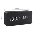 Wood LED Alarm Clock – Voice & Temp Display