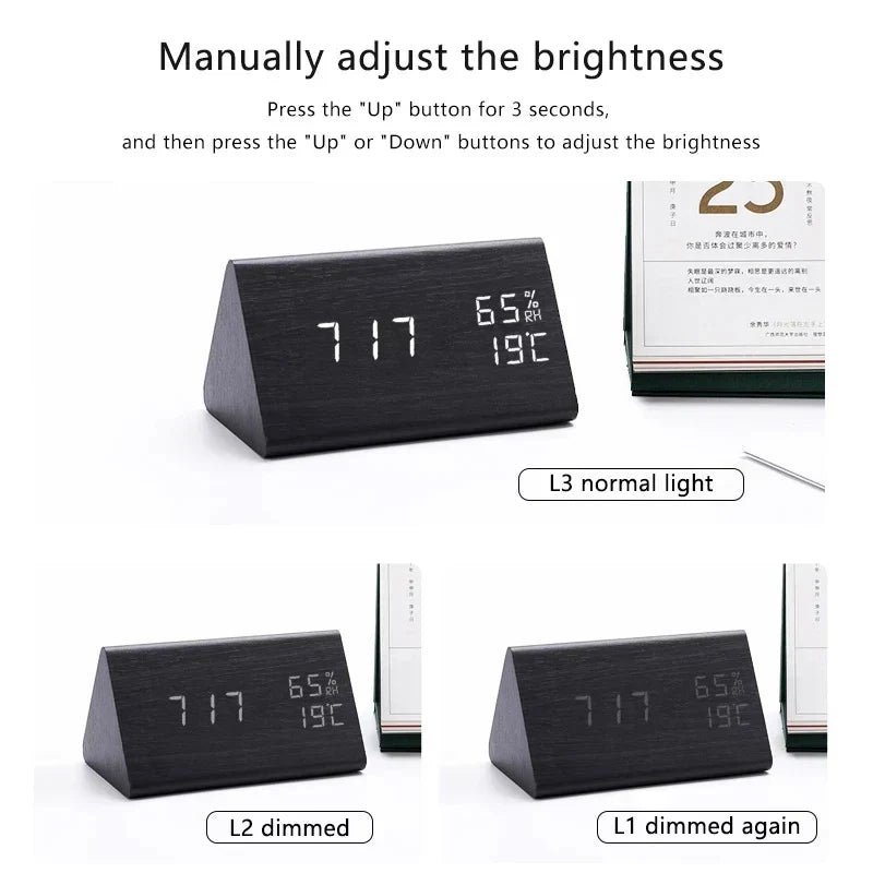 Charms | Digital Wooden Alarm Clock | Including Temperature Display