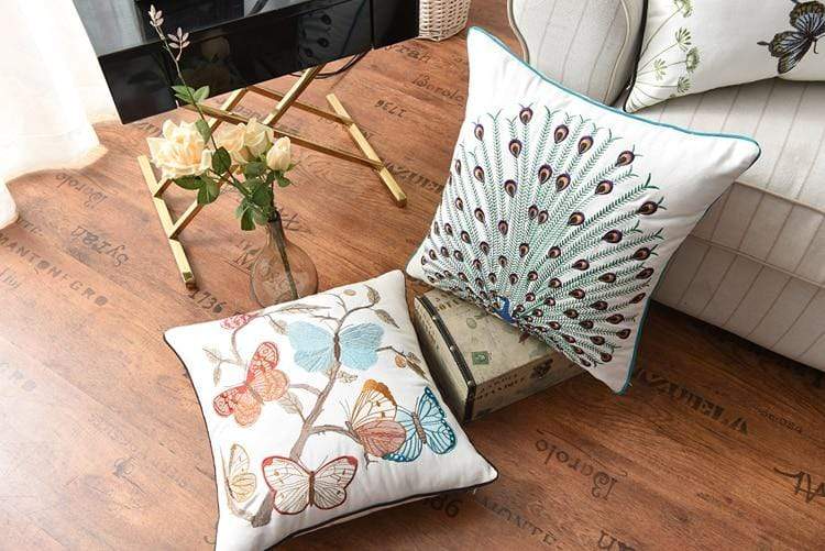 Decorative cushion with embroidery in country style