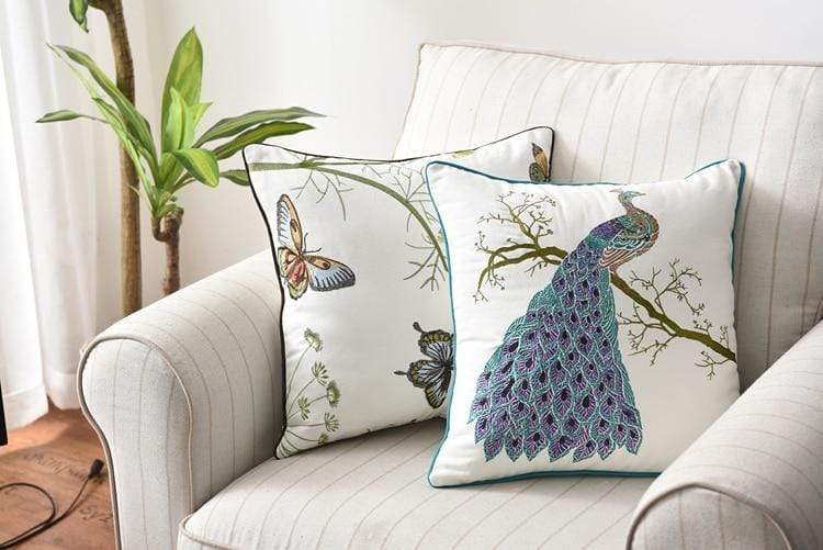 Decorative cushion with embroidery in country style