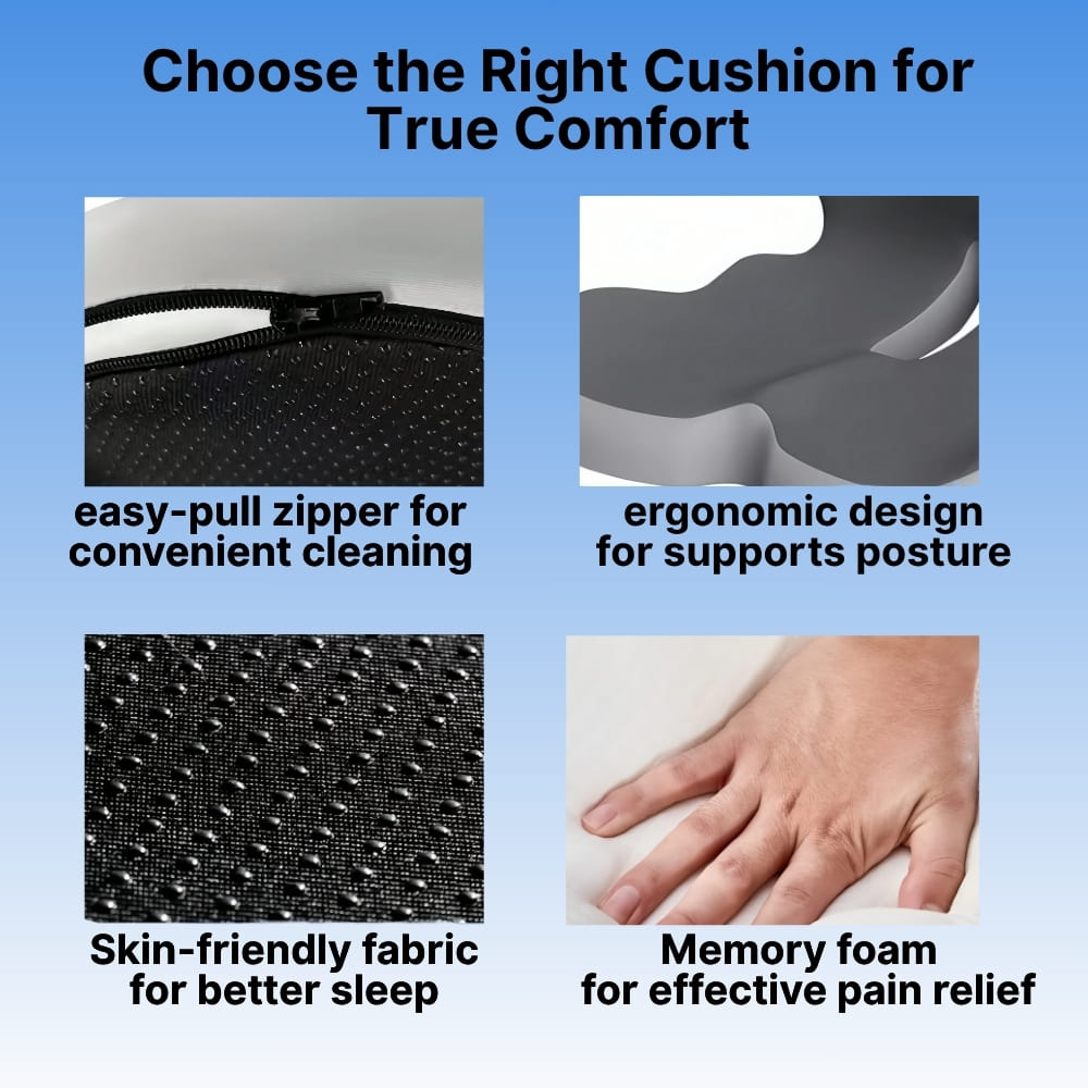 All-in-One Orthopedic Memory Foam Seat - Cushion Seat and Back Cushion for Pain Relief and Comfort