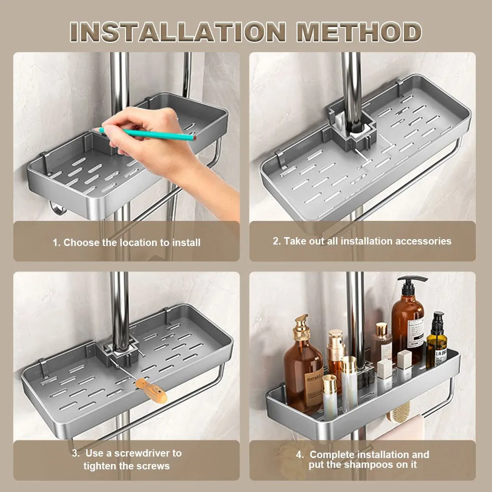 Aluminum Shower Shelf Without Drilling | Practical Shower Tray