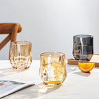 Amber hexagonal Glass Cups
