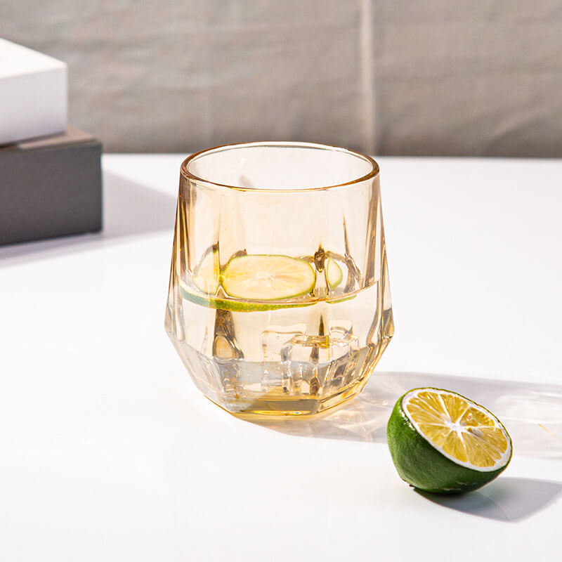 Amber hexagonal Glass Cups
