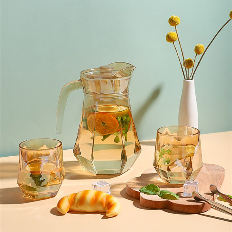 Amber hexagonal Glass Cups