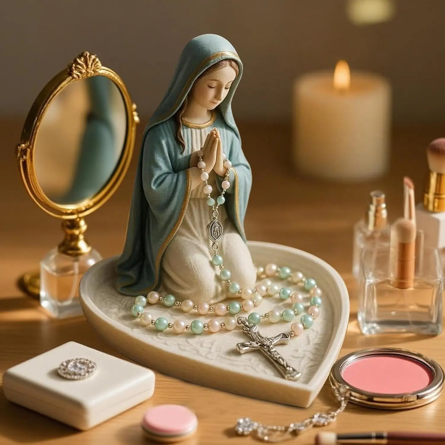 Spiritual Rosary Holder Sancta – Elegant Storage with Mary Motif