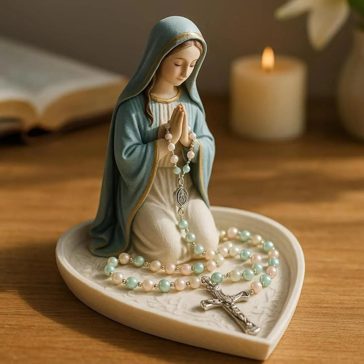 Spiritual Rosary Holder Sancta – Elegant Storage with Mary Motif