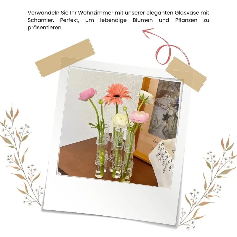 Customizable Glass Flower Vase with Hinge – elegant & versatile