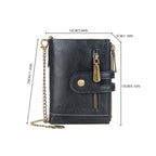 Men's RFID Wallet with Chain, Retro Bifold Card Holder Wallet