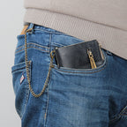 Men's RFID Wallet with Chain, Retro Bifold Card Holder Wallet