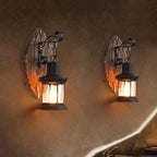 Antique wood country house style wall lamp
