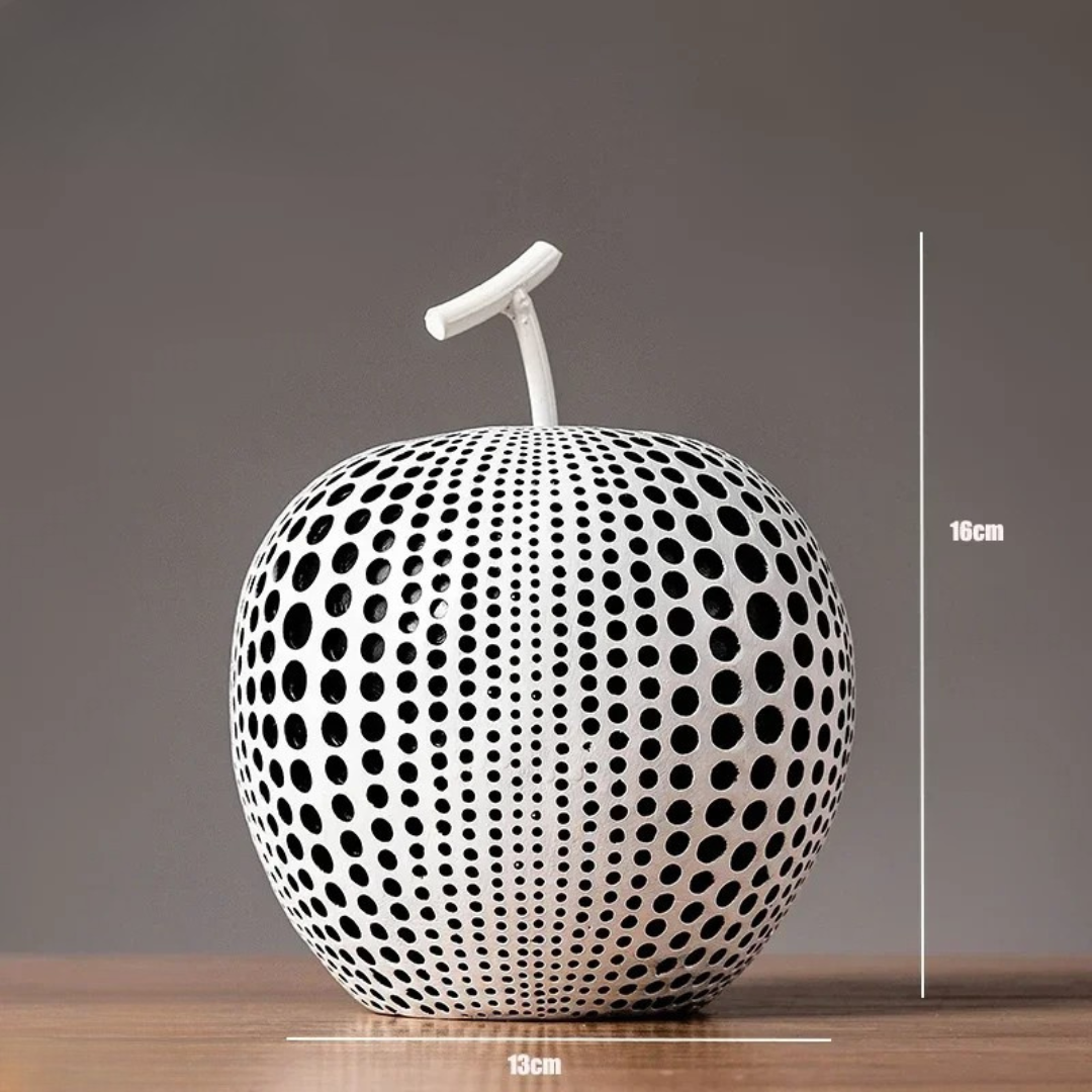 MonoApple Apple Sculpture – black-and-white polka dot pattern