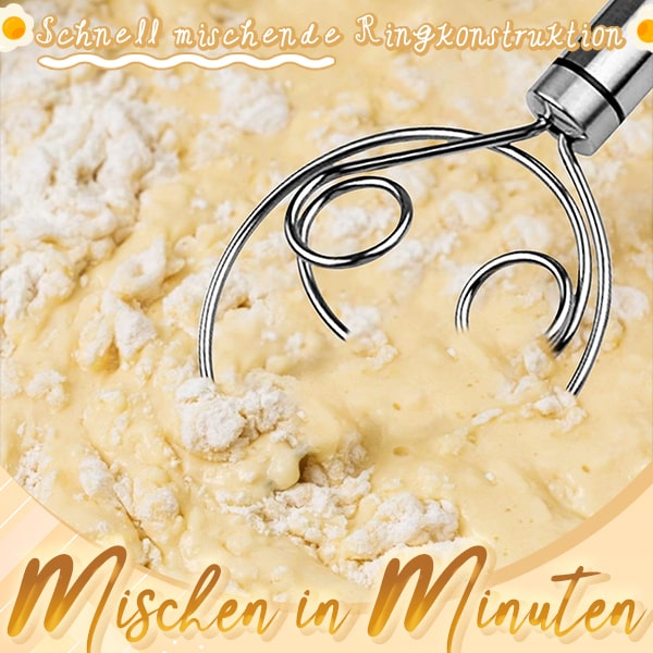 Stainless Steel Dough Mixer | Effortless Manual Whisk | Non-Slip Handle | PowerMix