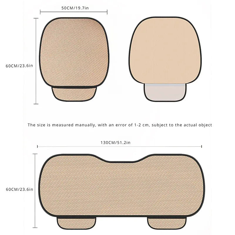 Breathable & Non-Slip Cotton Car Seat Cover Complete Set - Universal Fit