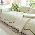 Aurivelle Herringbone Sofa Cover with Scalloped Edge Trim