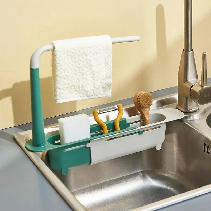 Expandable dish rack with towel bar – Suitable for many sink sizes