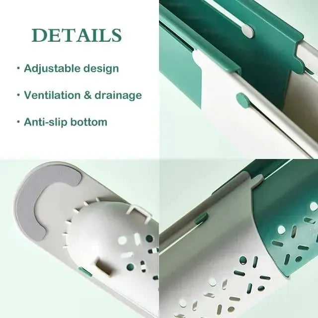 Expandable dish rack with towel bar – Suitable for many sink sizes