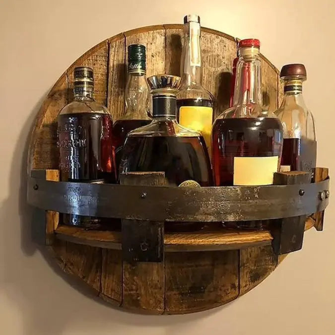 Authentic Wall Bottle Holder made of Wood