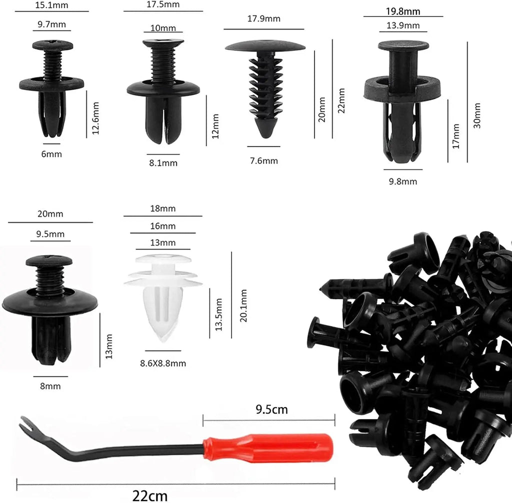 Auto mounting kit with clips & tools for repairs