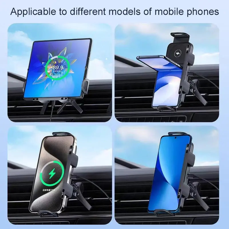 Car device holder with charging function – Automatic grip & wireless charging