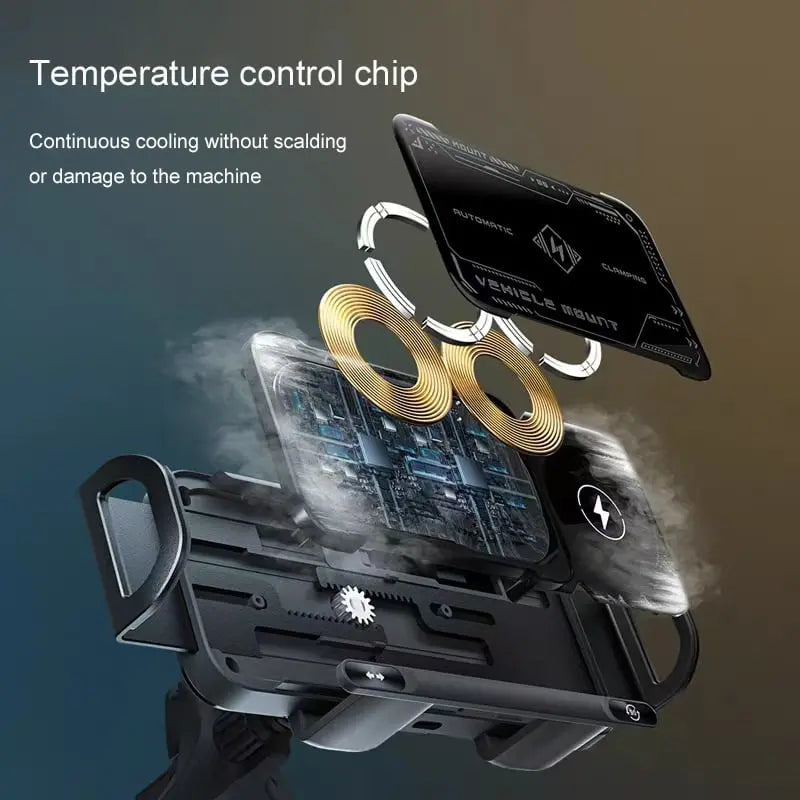 Car device holder with charging function – Automatic grip & wireless charging