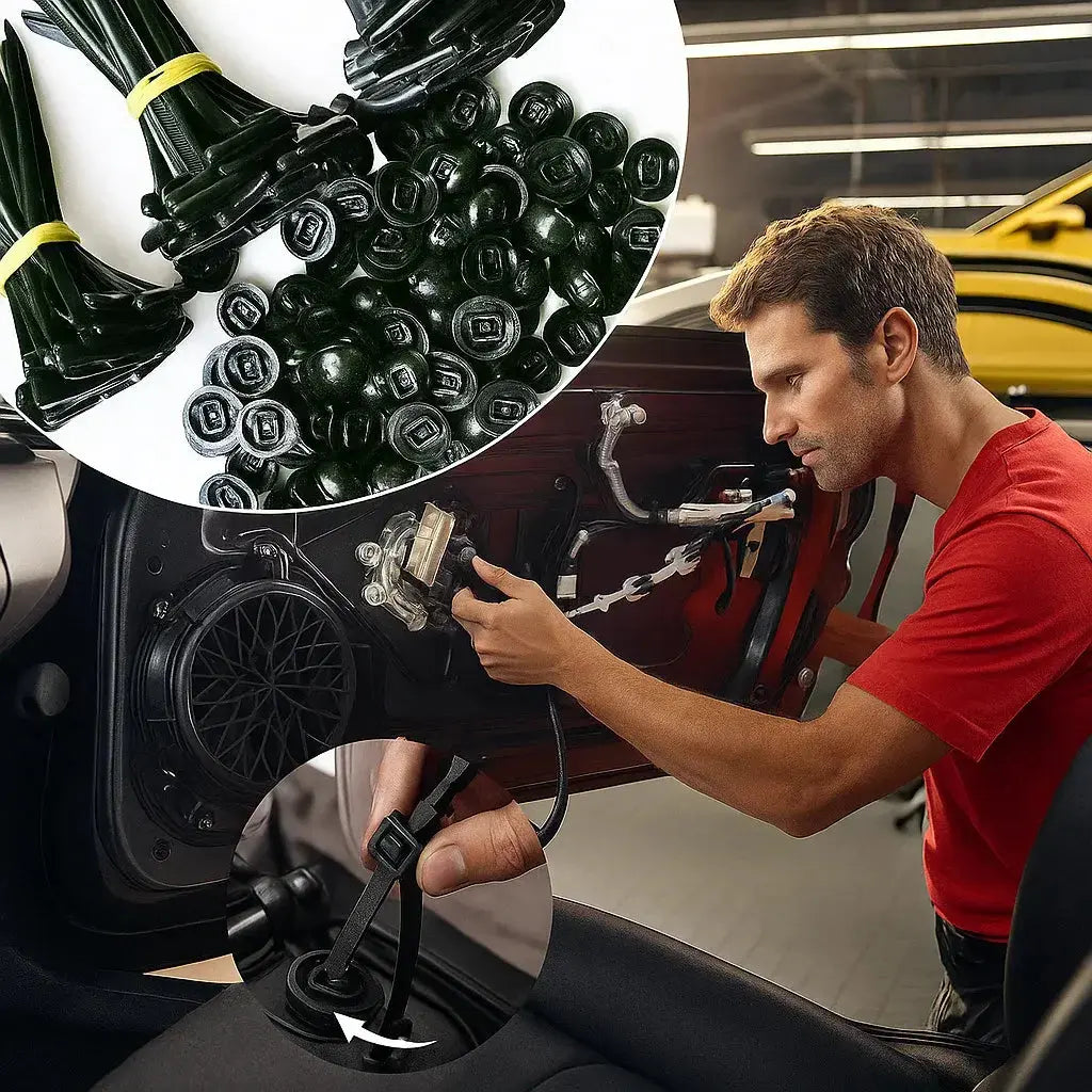 Auto cable tie buckles – Tool-free attachment