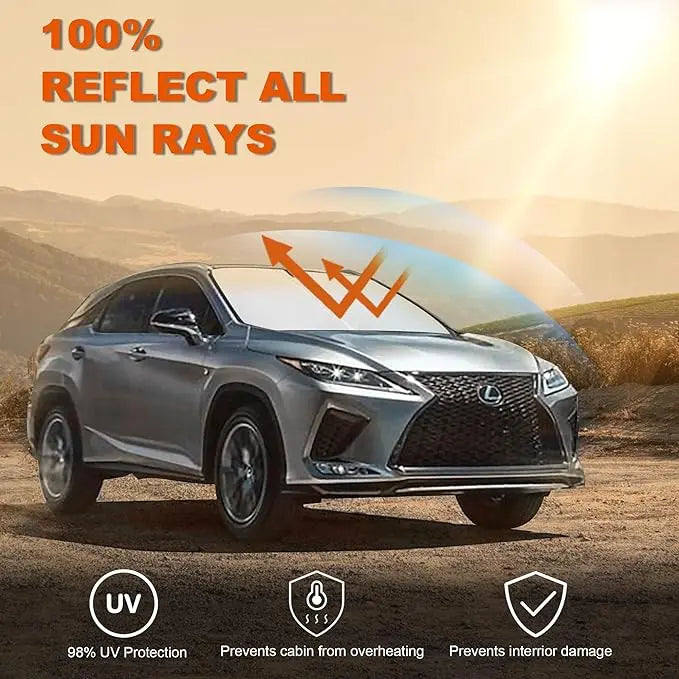 Car sun shades for windshields – UV-reflecting heat shielding for SUVs and cars
