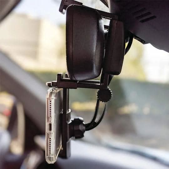 Rear-view mirror mobile phone holder for safe driving
