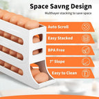 Automatic Egg Holder with Rolling Function – 4-Tier Egg Organizer for Refrigerator & Kitchen
