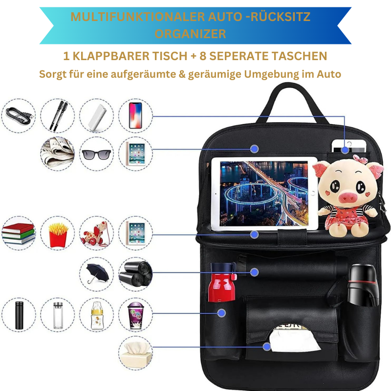 Seatback Organizer with Folding Table Tray