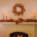 Autumn Rattan Wall Wreath With Berries And Leaves