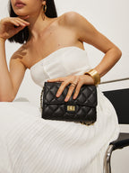 Ladies Clutch Bag Black One Size Polyurethane